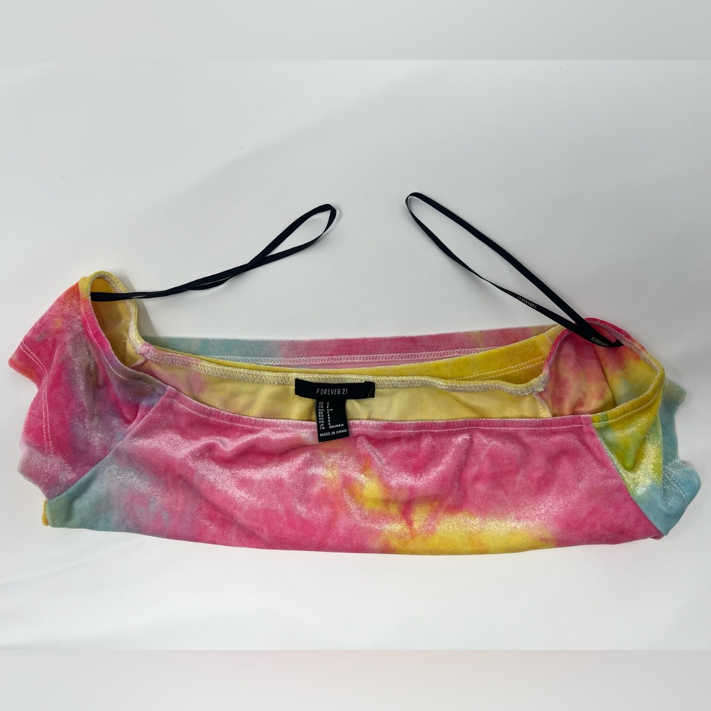 Tie Dye Crop Top Color Cropped Shirt Y2K Baby Tee Dyed Shirt Neon Bright Island - Picture 4 of 17